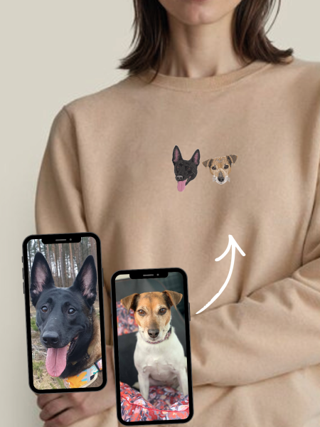 Bluza z personalizowanym haftem zwierzaka ze zdjęcia