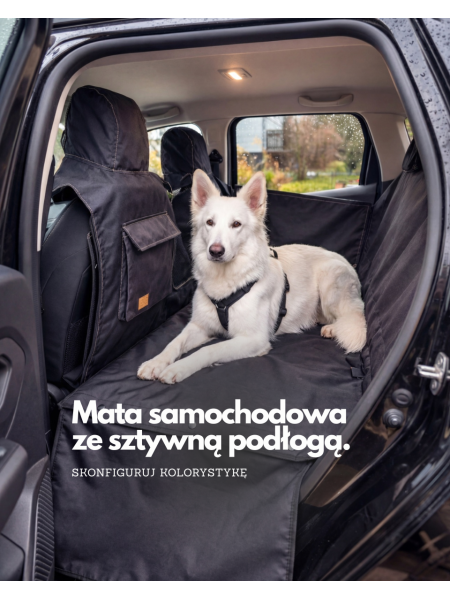 Kuko+ &ndash; czarna, modułowa mata samochodowa dla psa na całą tylną kanapę | małe auta...