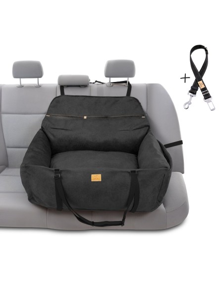 "Ero Soft" dog car seat VELVET water repellent BLACK size L WITH SEAT BELT