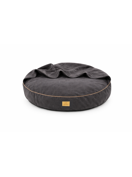 Dog bed round cushion with blanket Waterproof Velvet BLACK