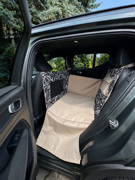Dengu 2/3 Dog Car Seat Cover WestWOOF Story Limited Beige Edition with Safety Belt